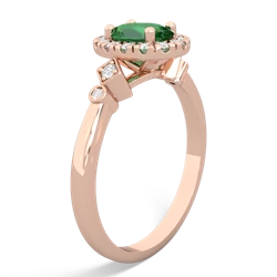 Lab Emerald Antique-Style Halo 14K Rose Gold ring R5720