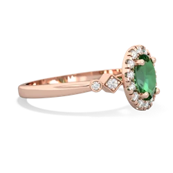 Lab Emerald Antique-Style Halo 14K Rose Gold ring R5720