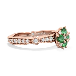 Lab Emerald Sparkling Tiara Cluster 14K Rose Gold ring R26293RD