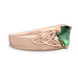 Lab Emerald Celtic Trinity Knot Men's 14K Rose Gold ring R0440