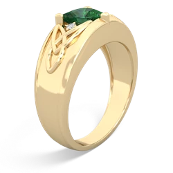 Lab Emerald Celtic Trinity Knot Men's 14K Yellow Gold ring R0440