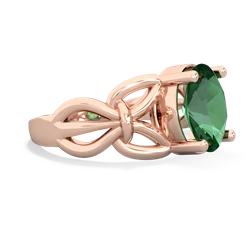 Lab Emerald Celtic Knot Cocktail 14K Rose Gold ring R2377