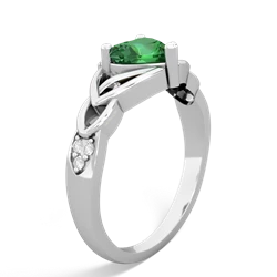 Lab Emerald Claddagh Celtic Knot Diamond 14K White Gold ring R5001