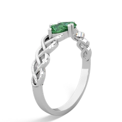 Lab Emerald Heart To Heart Braid 14K White Gold ring R5870