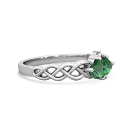 Lab Emerald Heart To Heart Braid 14K White Gold ring R5870