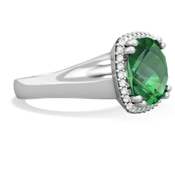 Lab Emerald Halo Cocktail 14K White Gold ring R2544