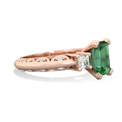 Lab Emerald Art Deco Diamond 8X6 Emerald-Cut Engagement 14K Rose Gold ring R20018EM