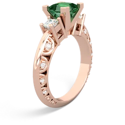 Lab Emerald Art Deco Diamond Engagement 6Mm Princess 14K Rose Gold ring R2001