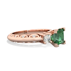 Lab Emerald Art Deco Diamond Engagement 6Mm Princess 14K Rose Gold ring R2001