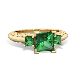 Lab Emerald Eternal Embrace Engagement 14K Yellow Gold ring C2001