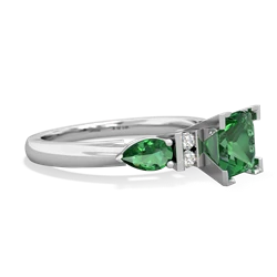 Lab Emerald 6Mm Princess Eternal Embrace Engagement 14K White Gold ring C2002