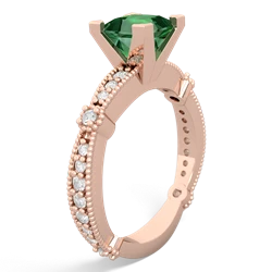 Lab Emerald Sparkling Tiara 6Mm Princess 14K Rose Gold ring R26296SQ