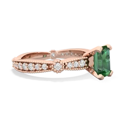 Lab Emerald Sparkling Tiara 7X5mm Emerald-Cut 14K Rose Gold ring R26297EM