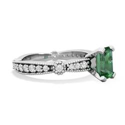 Lab Emerald Sparkling Tiara 7X5mm Emerald-Cut 14K White Gold ring R26297EM