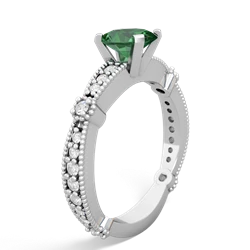 Lab Emerald Sparkling Tiara 7X5mm Oval 14K White Gold ring R26297VL