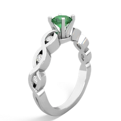 Lab Emerald Infinity 5Mm Round Engagement 14K White Gold ring R26315RD