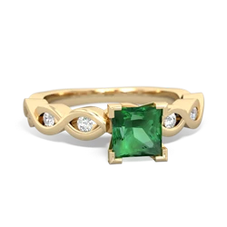 Lab Emerald Infinity 5Mm Square Engagement 14K Yellow Gold ring R26315SQ