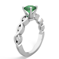 Lab Emerald Infinity 6Mm Round Engagement 14K White Gold ring R26316RD