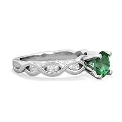 Lab Emerald Infinity 6Mm Round Engagement 14K White Gold ring R26316RD