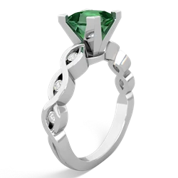 Lab Emerald Infinity 6Mm Princess Engagement 14K White Gold ring R26316SQ