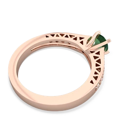 Lab Emerald Art Deco Engagement 5Mm Round 14K Rose Gold ring R26355RD