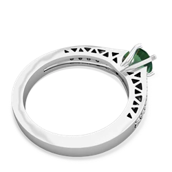 Lab Emerald Art Deco Engagement 5Mm Round 14K White Gold ring R26355RD