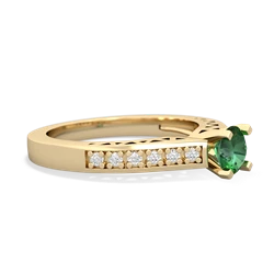 Lab Emerald Art Deco Engagement 5Mm Round 14K Yellow Gold ring R26355RD