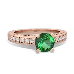 Lab Emerald Art Deco Engagement 6Mm Round 14K Rose Gold ring R26356RD