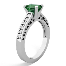 Lab Emerald Art Deco Engagement 7X5mm Emerald-Cut 14K White Gold ring R26357EM