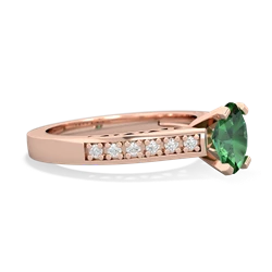 Lab Emerald Art Deco Engagement 7X5mm Oval 14K Rose Gold ring R26357VL