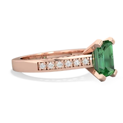 Lab Emerald Art Deco Engagement 8X6mm Emerald-Cut 14K Rose Gold ring R26358EM