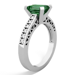 Lab Emerald Art Deco Engagement 8X6mm Emerald-Cut 14K White Gold ring R26358EM