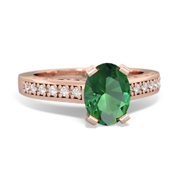 Lab Emerald Art Deco Engagement 8X6mm Oval 14K Rose Gold ring R26358VL