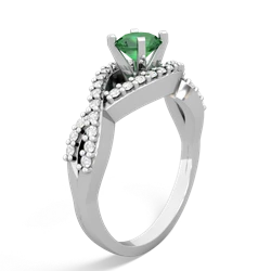 Lab Emerald Diamond Twist 5Mm Round Engagment  14K White Gold ring R26405RD