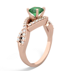 Lab Emerald Diamond Twist 6Mm Round Engagment  14K Rose Gold ring R26406RD