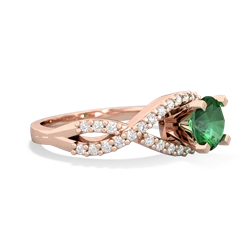 Lab Emerald Diamond Twist 6Mm Round Engagment  14K Rose Gold ring R26406RD