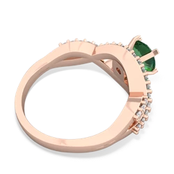 Lab Emerald Diamond Twist 6Mm Round Engagment  14K Rose Gold ring R26406RD