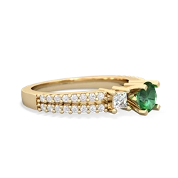 Lab Emerald Classic 5Mm Round Engagement 14K Yellow Gold ring R26435RD