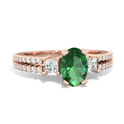 Lab Emerald Classic 7X5mm Oval Engagement 14K Rose Gold ring R26437VL