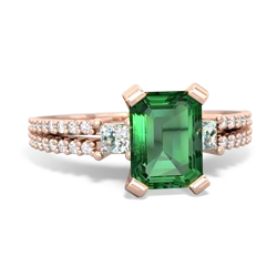 Lab Emerald Classic 8X6mm Emerald-Cut Engagement 14K Rose Gold ring R26438EM