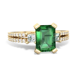 Lab Emerald Classic 8X6mm Emerald-Cut Engagement 14K Yellow Gold ring R26438EM