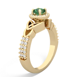 Lab Emerald Celtic Knot Halo 14K Yellow Gold ring R26445RH