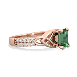 Lab Emerald Celtic Knot 7X5 Emerald-Cut Engagement 14K Rose Gold ring R26447EM