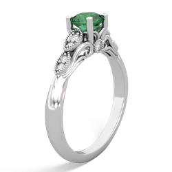 Lab Emerald Antique Elegance 14K White Gold ring R3100