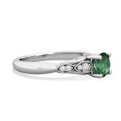 Lab Emerald Antique Elegance 14K White Gold ring R3100