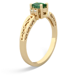 Lab Emerald Filligree Scroll Oval 14K Yellow Gold ring R0812