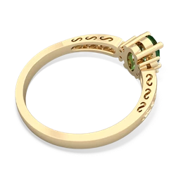 Lab Emerald Filligree Scroll Oval 14K Yellow Gold ring R0812