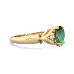 Lab Emerald Precious Pear 14K Yellow Gold ring R0826