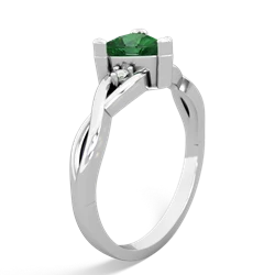 Lab Emerald Trillion Twist 14K White Gold ring R2104