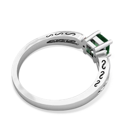 Lab Emerald Filligree Scroll Square 14K White Gold ring R2430